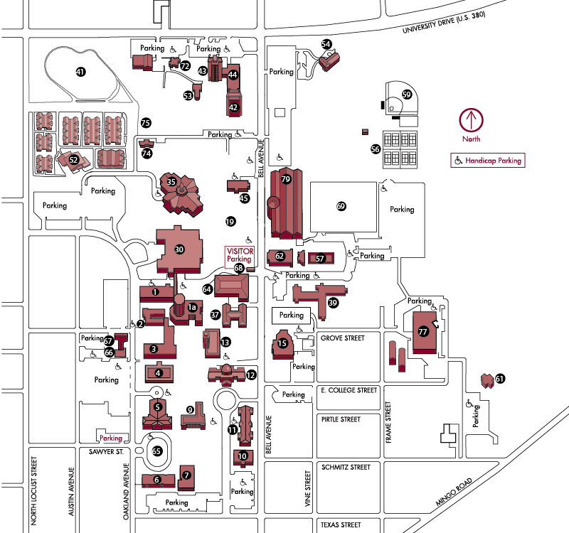 TWU Denton Campus Map