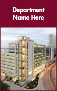 Image of the Tabletop Sign with photo of the TWU Houston Center