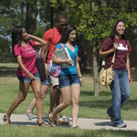 TWU Students strolling on campus