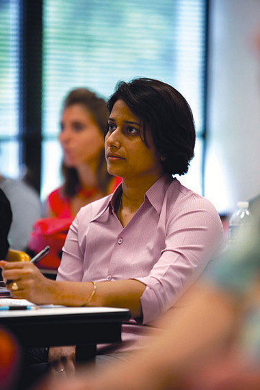 Female student in class