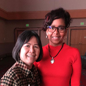 Library and Information Studies director Dr. Ling Hwey Jeng with TWU alumna Tracie Walker-Reed