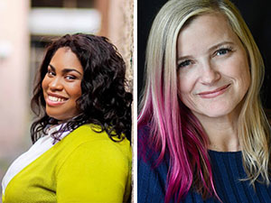 Authors Angie Thomas and TWU alumna Rose Brock