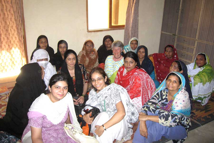 Judith McFarlane with a group of Pakistani women.