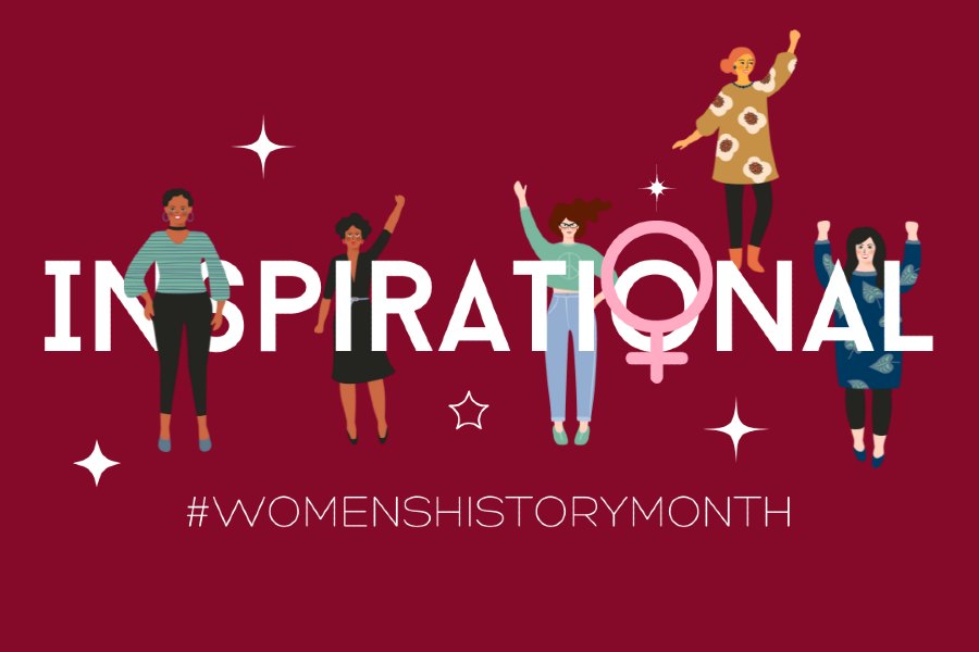 Women's History Month graphic featuring the word 'inspirational'