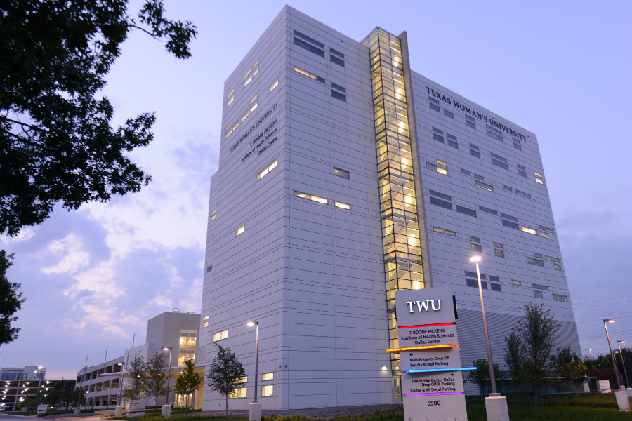 A photo of TWU's T. Boone Pickens Institute of Health Sciences center in Dallas, TX.
