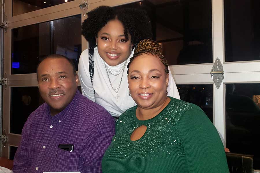 Lauryn Johnson with her parents