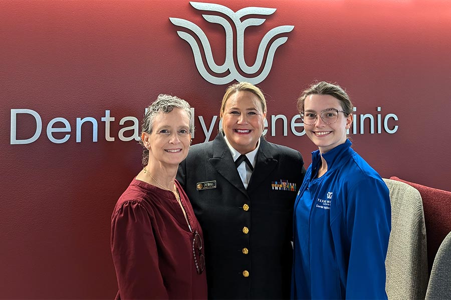 Cynthia Chennault (middle) stands with Dental Hygiene Program Director Charlene Dickinson (left) and dental hygiene student Sabrina Miller