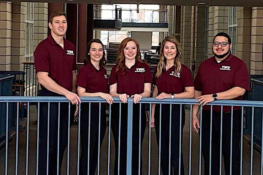 TWU's Good Vibrations Spring 2020 Team - Collin Pagel, Madeline Boutwell, Leah Jeffcoat, Brittany Patton, Alex Rios