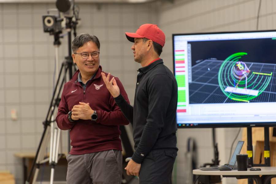 TWU professor Young-Hoo Kwon, PhD, and former student Chris Como