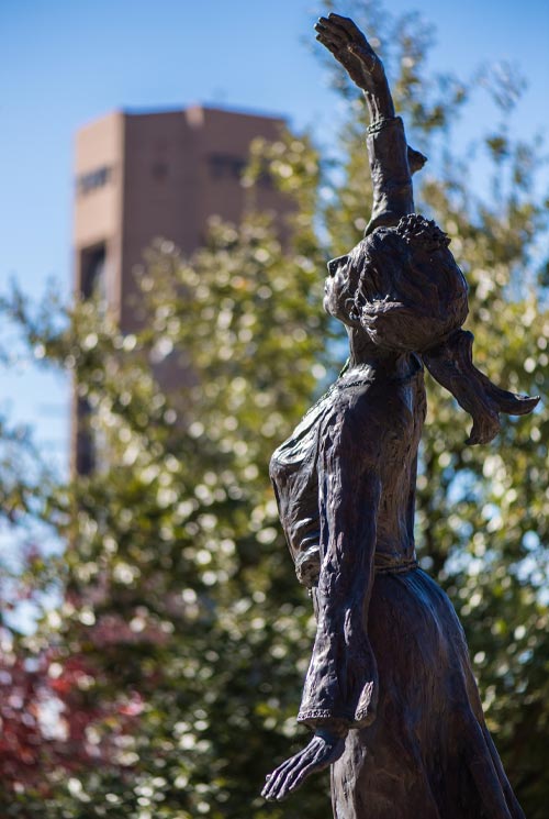 a statue on the TWU campus