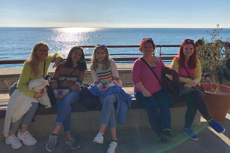 Honors mom Candice Grizer with daughter, Honors Scholar Cassandra Grizer (both on right) in the Cinque Terre, Italy, 2019