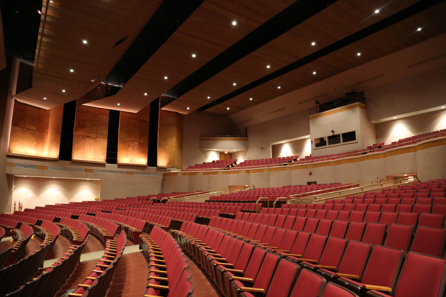 Photo of Margo Jones Hall taken from the first floor seating area