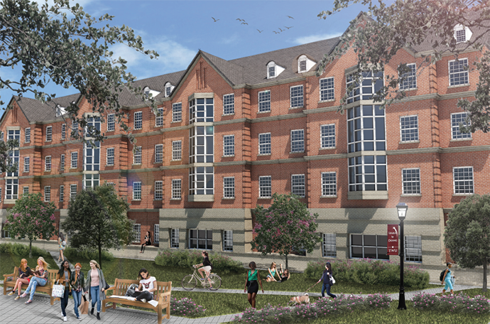 A rendering of TWU's new Denton campus housing.
