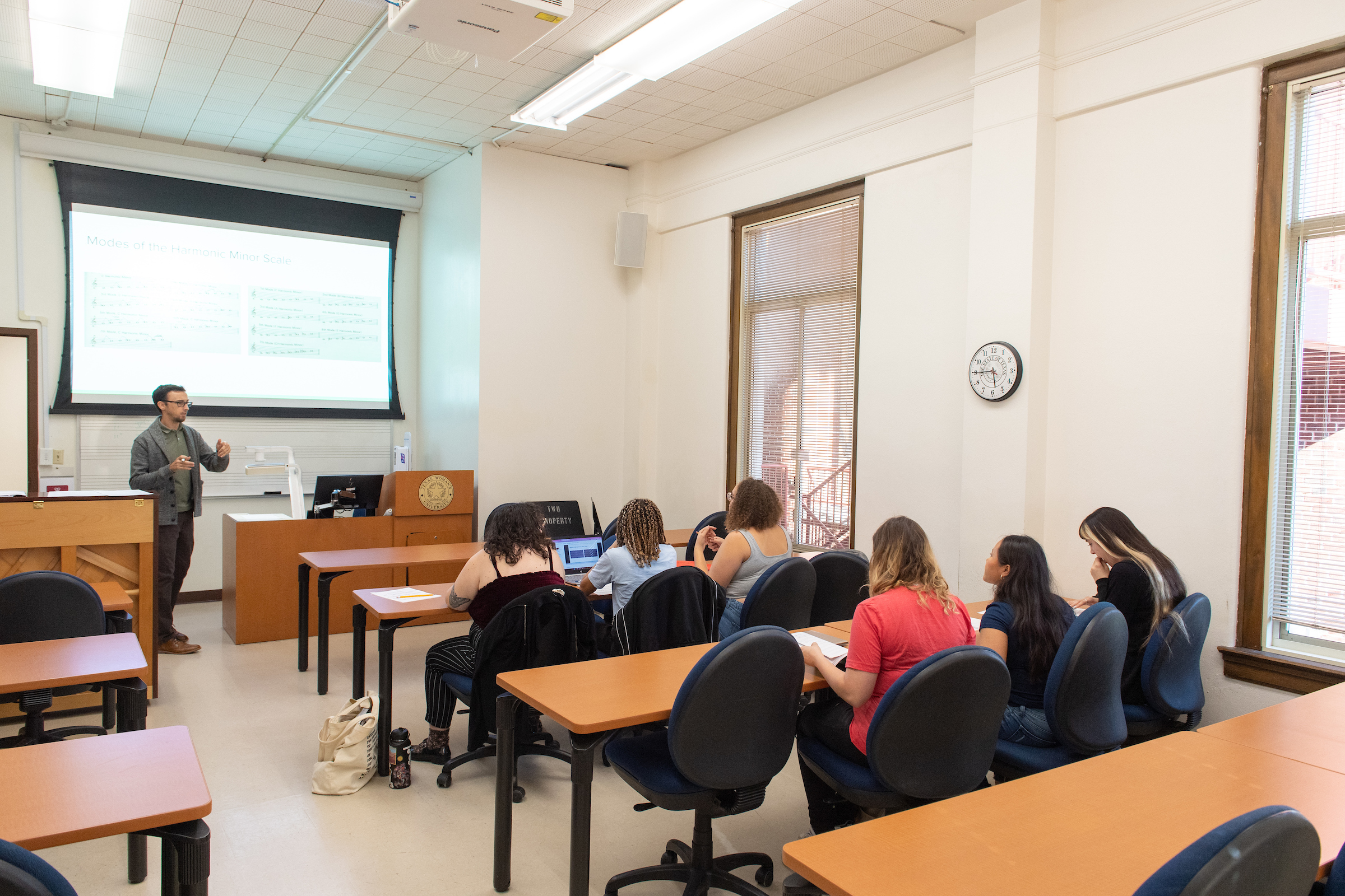 Photo of a TWU Music classroom in session