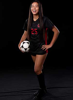 Binivaa Manandhar in her Coppell High School soccer uniform.