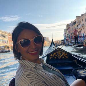 TWU grad student Jessica Hernandez in Venice, Italy