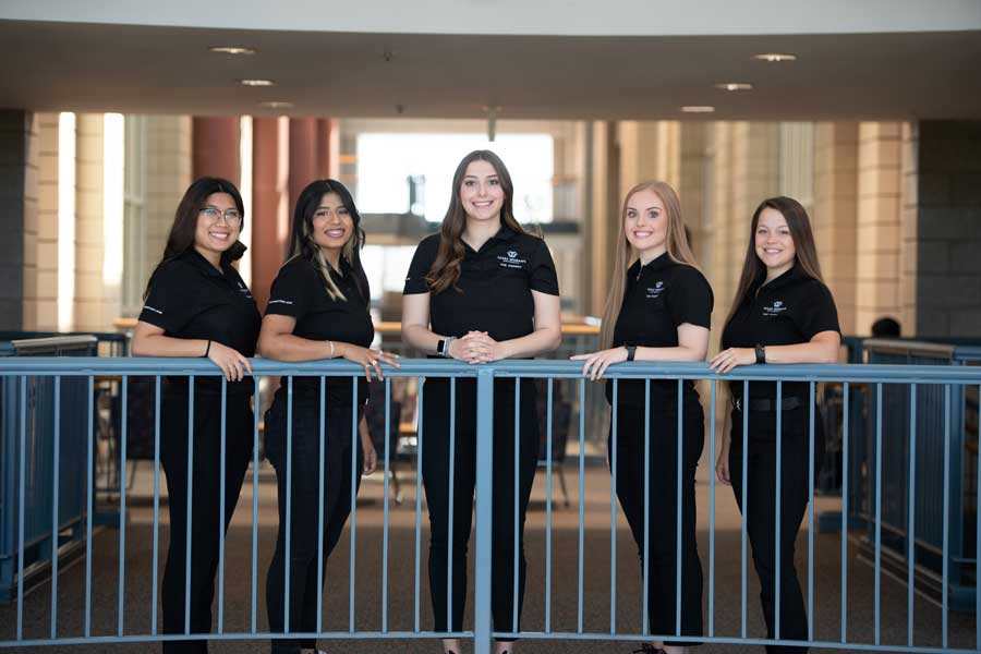 TWU's 2021 all-female team of Texas Woman’s University kinesiology seniors in the NASA-sponsored engineering design challenge.