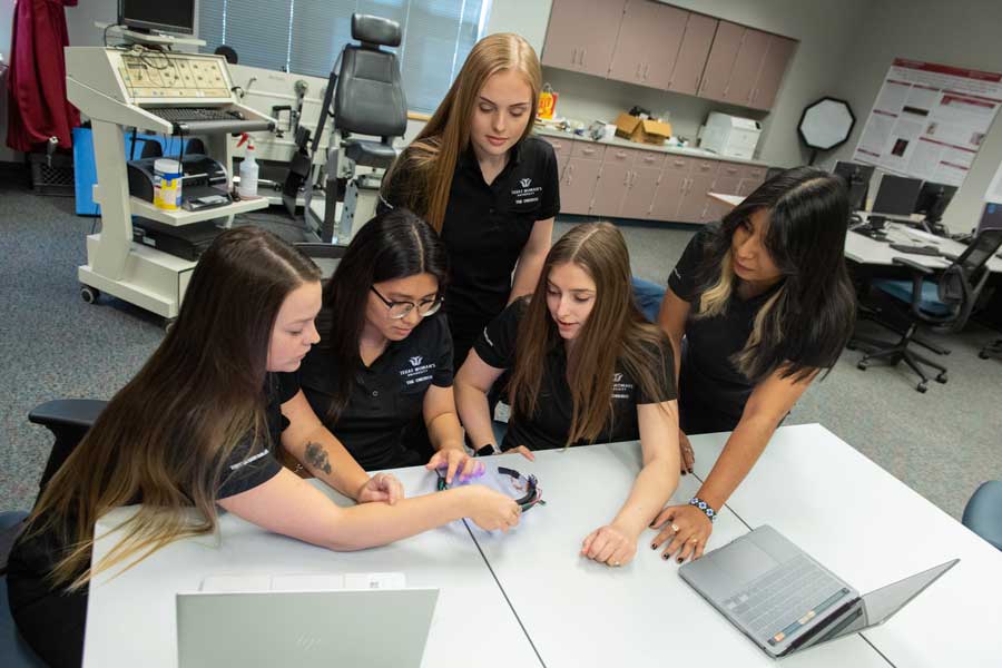 TWU's 2021 all-female team of Texas Woman’s University kinesiology seniors in the NASA-sponsored engineering design challenge.