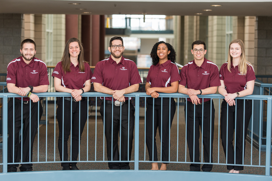 Six TWU Kinesiology seniors make up the Acolytes of Apollo who are competing in NASA's design challenge showcase in April 2019.