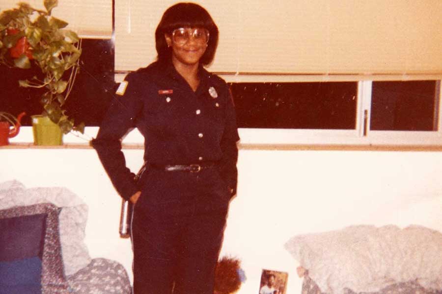 Vicki Byrd in her police officer's uniform.