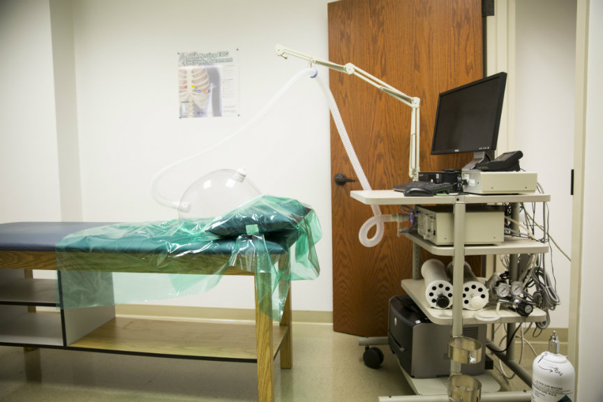 A medical bed with a device used to measure resting metabolic rate