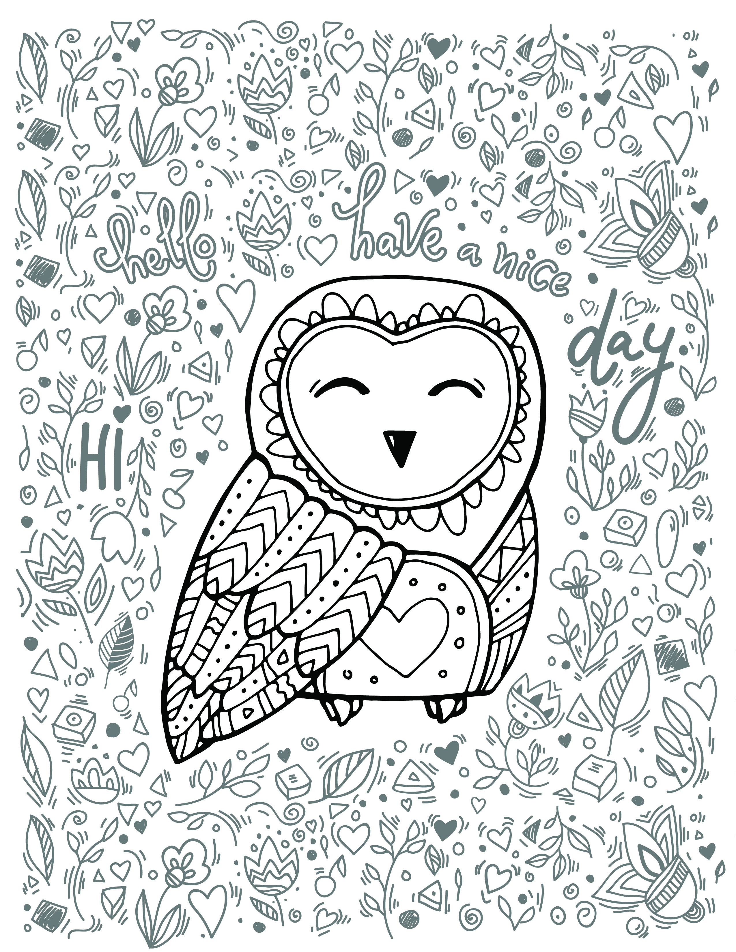 cute owl coloring pages for girls