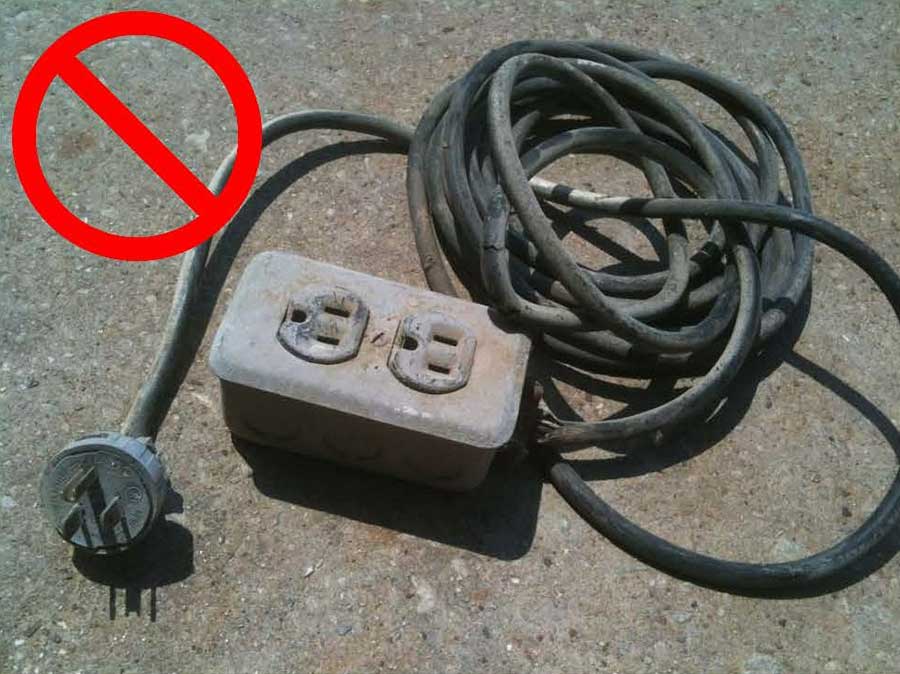 A prohibited cord that is damaged and not UL-listed