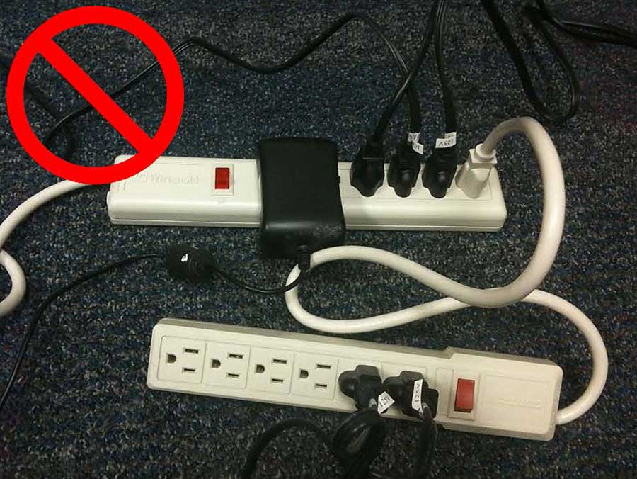 Improper daisy-chained power strips