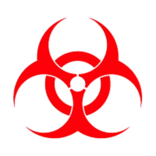 Bloodborne pathogens symbol in red. 