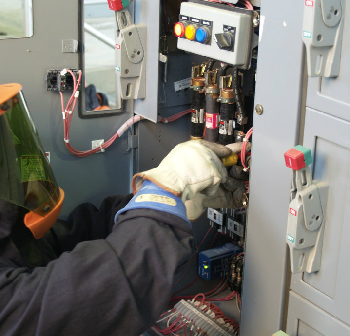 Service and maintenance on a electrical box. 