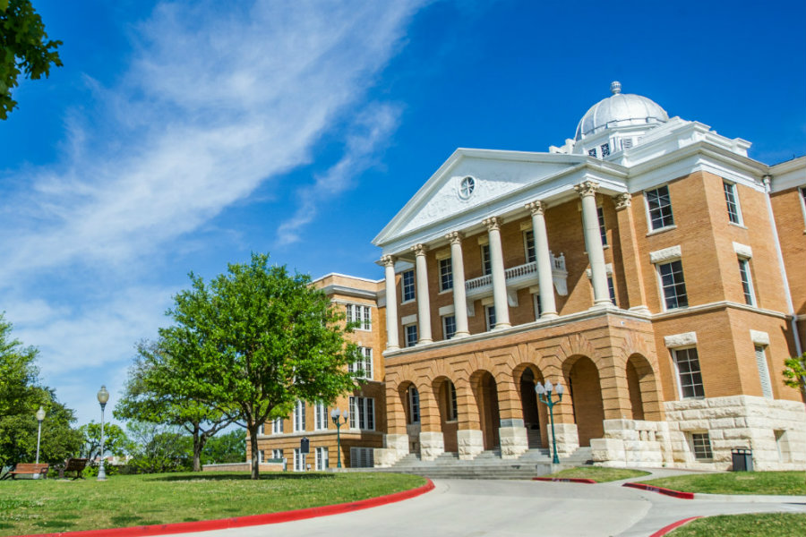 Red brick building on TWU's Denton campus.