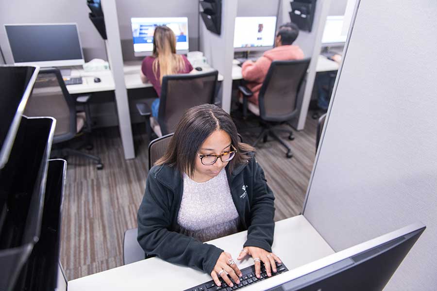 TWU students take proctored exams in the Academic Testing Center.