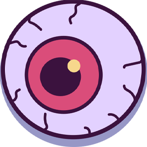 large eye with maroon iris