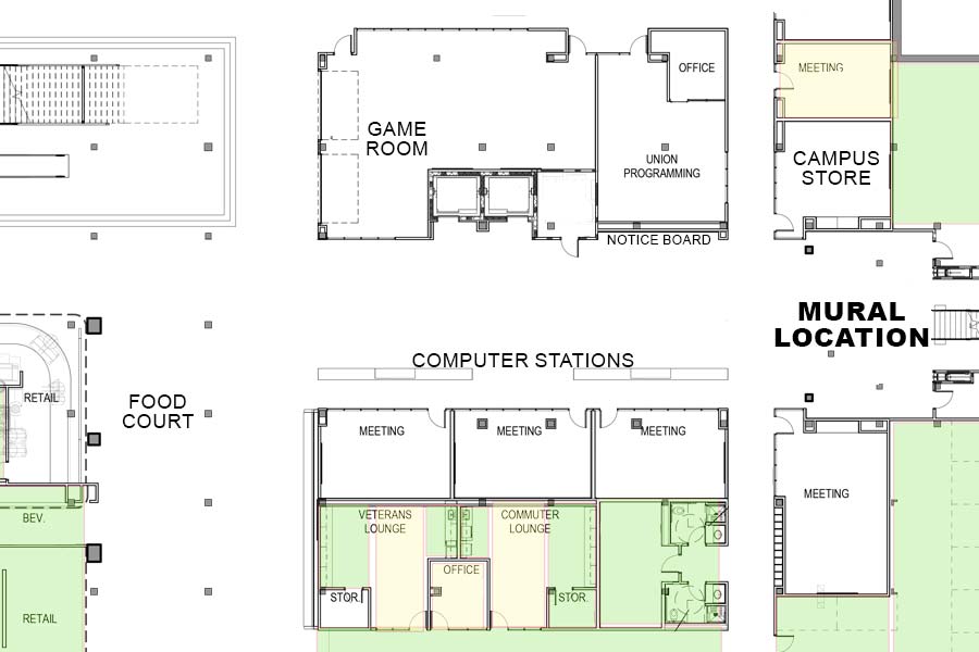 map of location of mural in student union