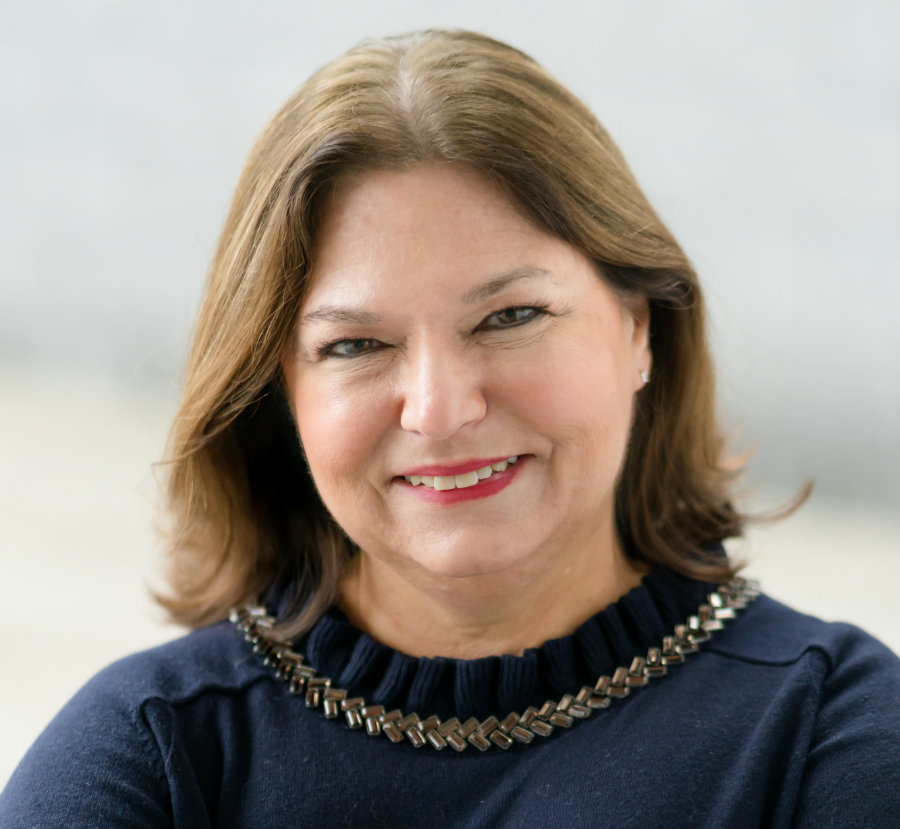 Smiling woman with brown hair